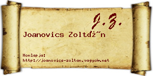 Joanovics Zoltán névjegykártya